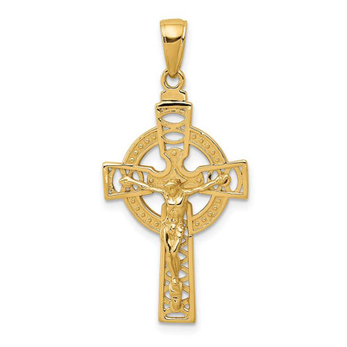 Image of 10K Yellow Gold Polished Celtic Crucifix Pendant