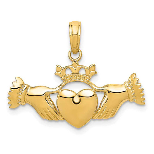 Image of 10K Yellow Gold Polished Claddagh Pendant 10D1927