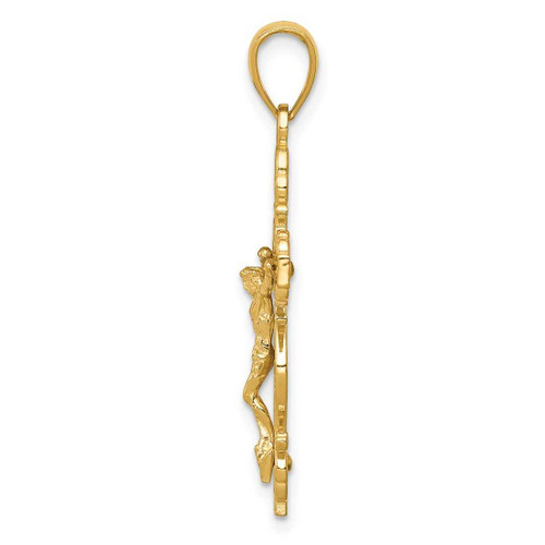 Image of 10K Yellow Gold Polished Crucifix w/lace Trim Pendant