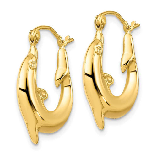 Image of 21.97mm 10k Yellow Gold Polished Dolphin Hoop Earrings