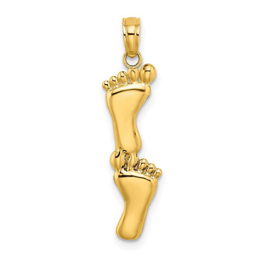 Image of 10K Yellow Gold Polished Double Vertical Feet Pendant