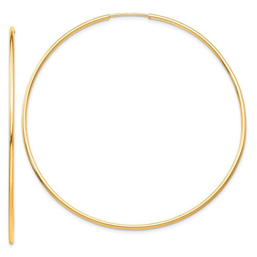 Image of 58mm 10k Yellow Gold Polished Endless Tube Hoop Earrings 10T968