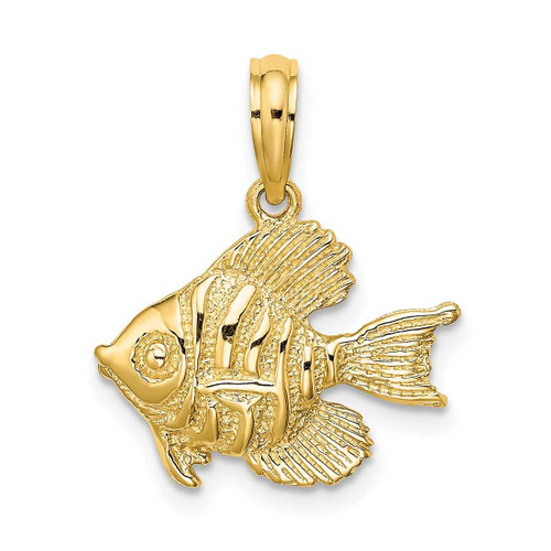 Image of 10K Yellow Gold Polished Engraved Fish Pendant 10K7691