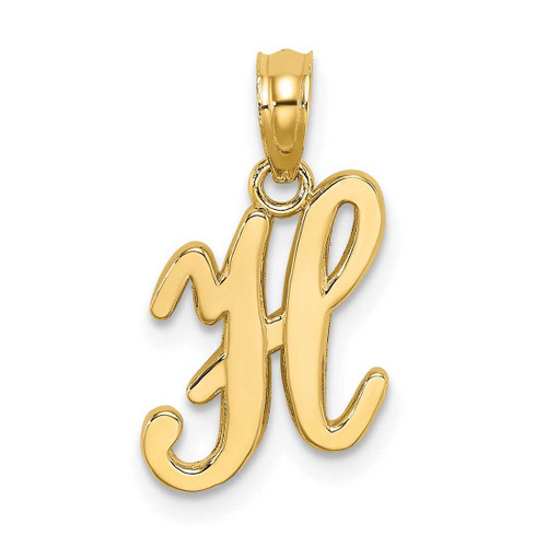 Image of 10k Yellow Gold Polished H Script Initial Pendant