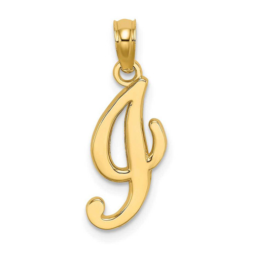 Image of 10k Yellow Gold Polished I Script Initial Pendant