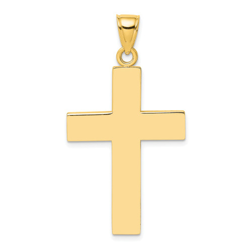 Image of 10k Yellow Gold Polished Large Block Cross w/ Open Back Pendant