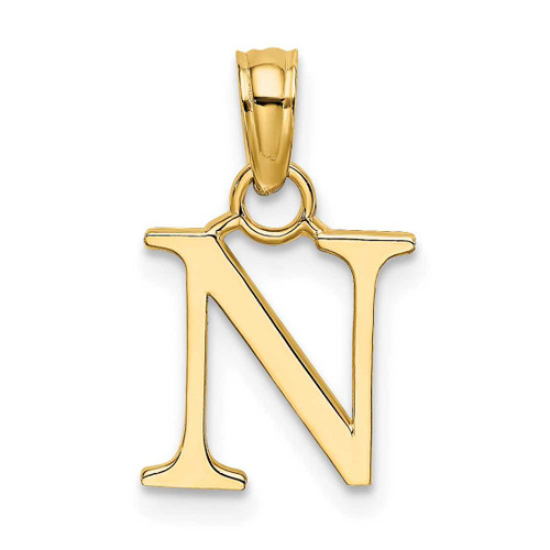 Image of 10K Yellow Gold Polished N Block Initial Pendant