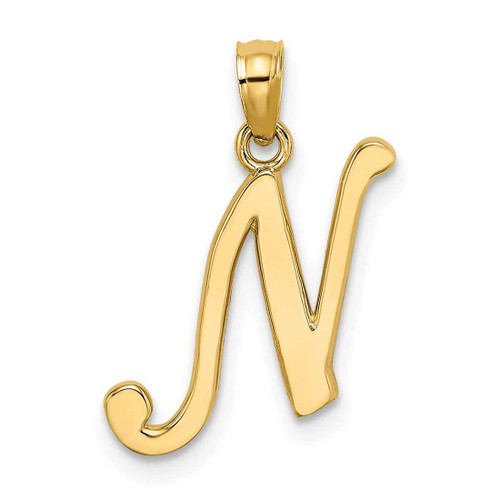 Image of 10k Yellow Gold Polished N Script Initial Pendant