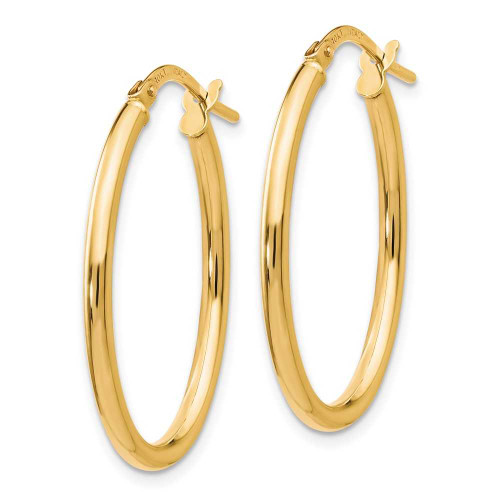 Image of 26mm 10k Yellow Gold Polished Oval Hinged Hoop Earrings 10LE193