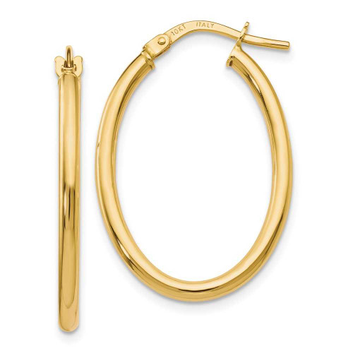 Image of 26mm 10k Yellow Gold Polished Oval Hinged Hoop Earrings 10LE193