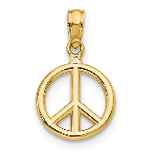 Image of 10K Yellow Gold Polished Peace Symbol Pendant