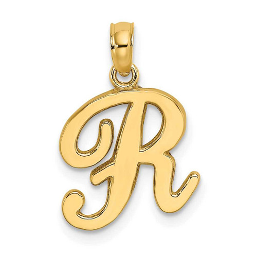 Image of 10k Yellow Gold Polished R Script Initial Pendant