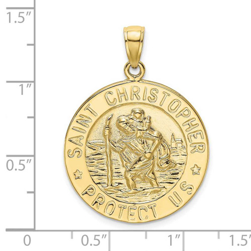 Image of 10K Yellow Gold Polished Saint Christopher Coin Pendant