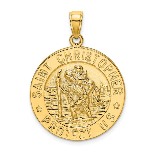 Image of 10K Yellow Gold Polished Saint Christopher Coin Pendant