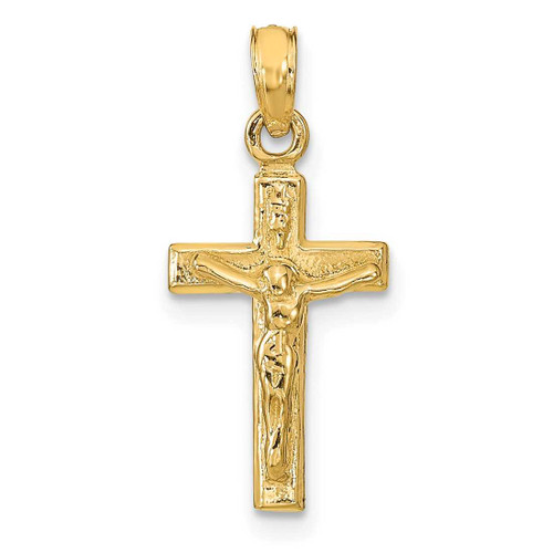 Image of 10k Yellow Gold Polished Small Crucifix Block Cross Pendant