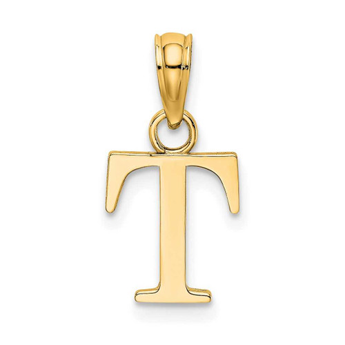 Image of 10k Yellow Gold Polished T Block Initial Pendant