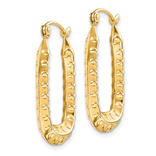 Image of 10k Yellow Gold Polished Textured Rectangle Hoop Earrings 10TC412