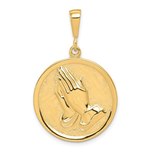 Image of 10K Yellow Gold Praying Hands Reversible w/ Serenity Prayer Pendant