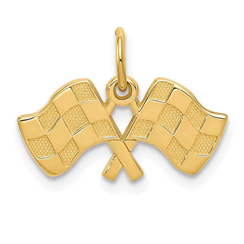 Image of 10K Yellow Gold Racing Flags Charm
