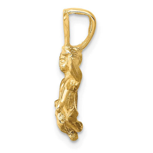 Image of 10K Yellow Gold Satin & Diamond-cut Angel Pendant