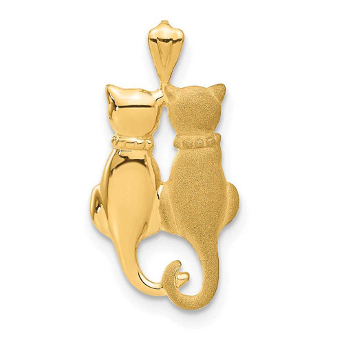 Image of 10K Yellow Gold Satin & Polished Cats Pendant