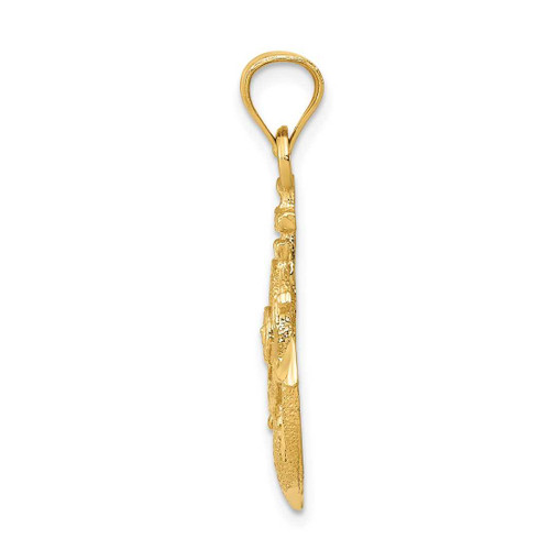 Image of 10K Yellow Gold Satin Diamond-cut Anchor Pendant