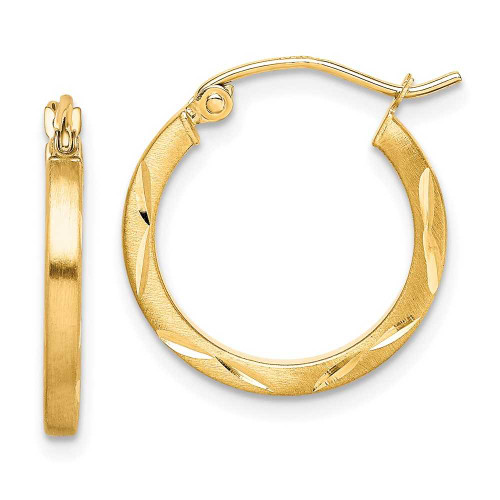 Image of 19mm 10k Yellow Gold Satin Shiny-Cut 2x20mm Hoop Earrings