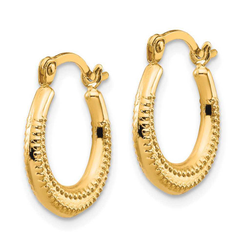 Image of 15mm 10k Yellow Gold Scalloped Textured Hollow Hoop Earrings 10TC360