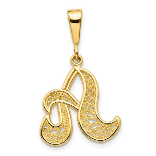 Image of 10K Yellow Gold Script Initial A Pendant