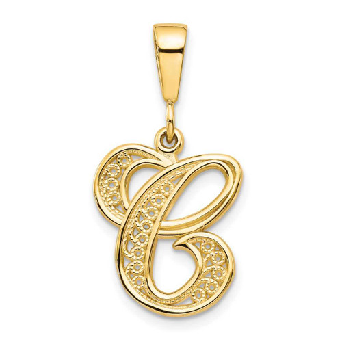 Image of 10K Yellow Gold Script Initial C Pendant