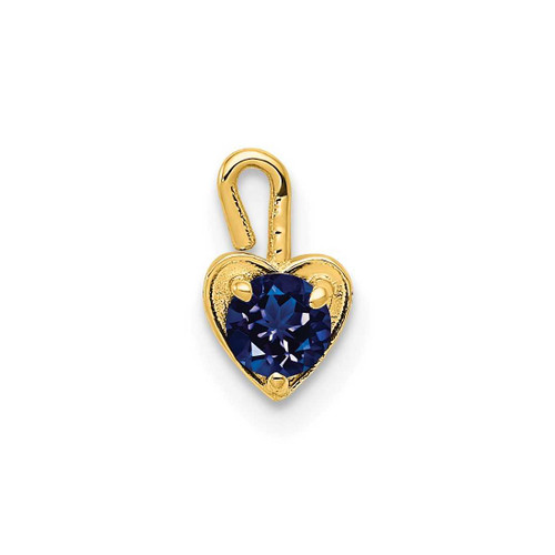 Image of 10k Yellow Gold September Simulated Birthstone Heart Charm