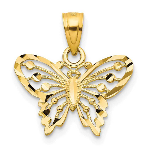 Image of 10K Yellow Gold Shiny-Cut Butterfly Pendant