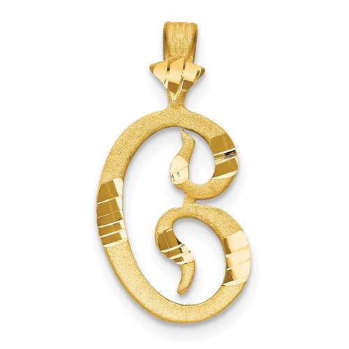 Image of 10K Yellow Gold Shiny-Cut Grooved Initial C Pendant