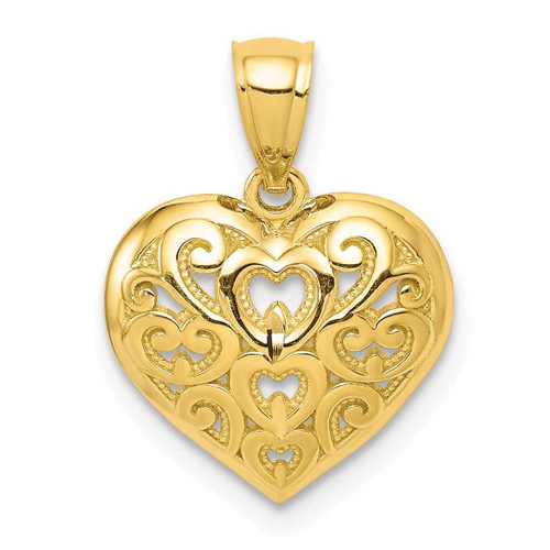 Image of 10K Yellow Gold Shiny-Cut Heart Pendant