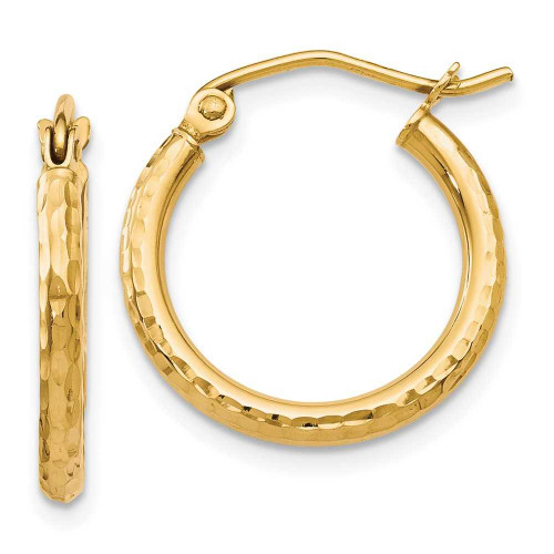 Image of 17mm 10k Yellow Gold Shiny-Cut Hinged Hoop Earrings 10LE119