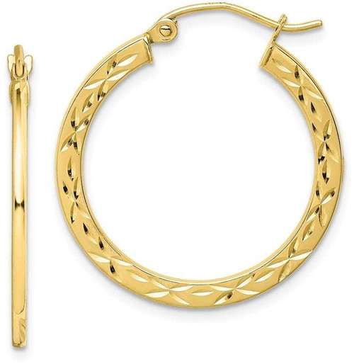 Image of 26mm 10k Yellow Gold Shiny-Cut Hollow Hoop Earrings