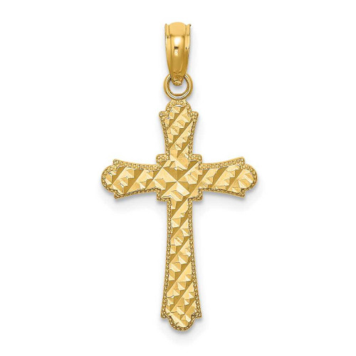 Image of 10k Yellow Gold Shiny-Cut Marquise-Shape Cross Pendant
