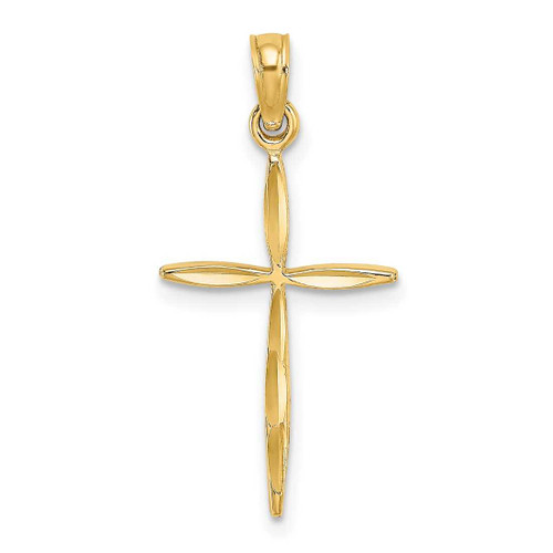 Image of 10k Yellow Gold Shiny-Cut with Tapered Ends Cross Pendant