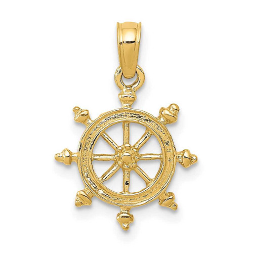 Image of 10k Yellow Gold Ship Wheel Pendant
