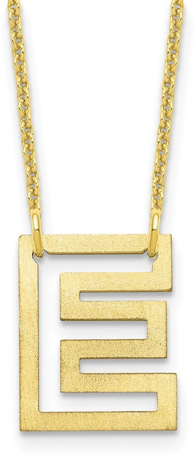 10K Yellow Gold Small Brushed Letter E Necklace
