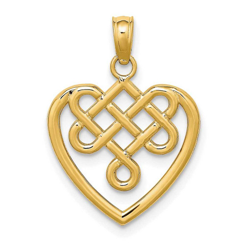 Image of 10K Yellow Gold Small Celtic Knot Heart Pendant