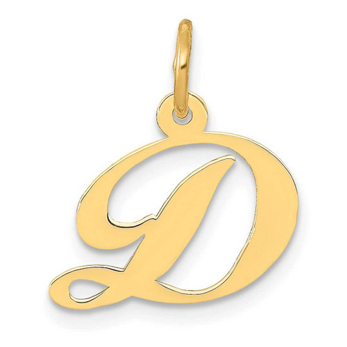 Image of 10K Yellow Gold Small Fancy Script Initial D Charm