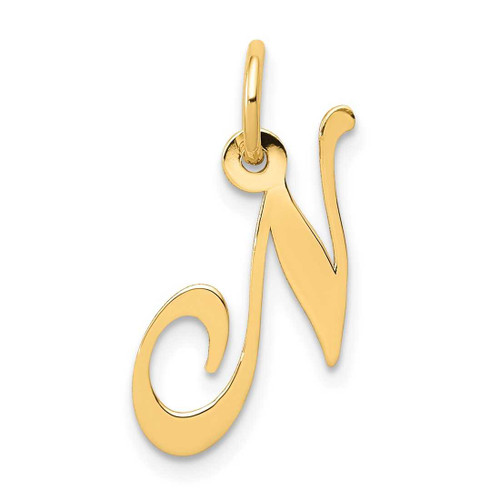Image of 10K Yellow Gold Small Fancy Script Initial N Charm
