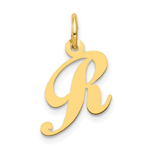 Image of 10K Yellow Gold Small Fancy Script Initial R Charm