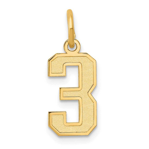 Image of 10K Yellow Gold Small Satin Number 3 Charm