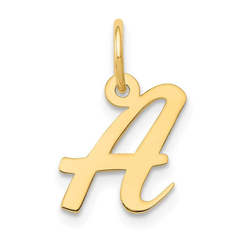 Image of 10K Yellow Gold Small Script Initial A Charm