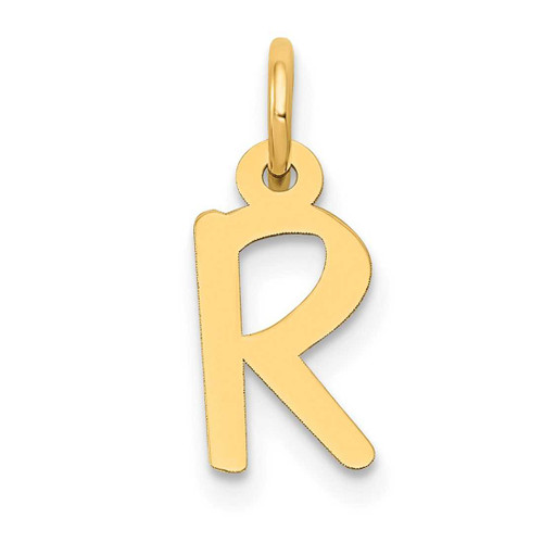 Image of 10K Yellow Gold Small Slanted Block Initial R Charm