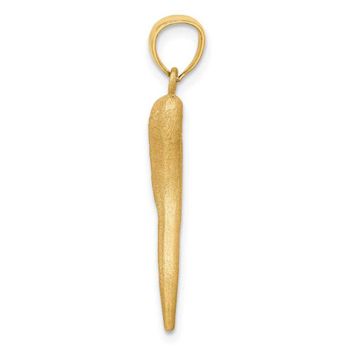 Image of 10K Yellow Gold Solid Diamond-cut Italian Horn Pendant