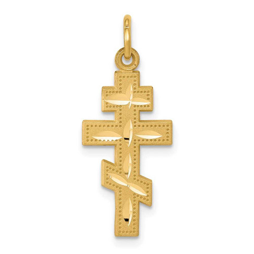 Image of 10K Yellow Gold Solid Flat-Backed Eastern Orthodox Cross Pendant