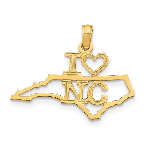Image of 10k Yellow Gold Solid North Carolina State Pendant